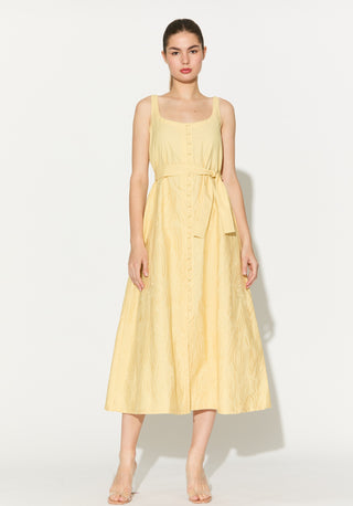 Lemon yellow embroidered dress