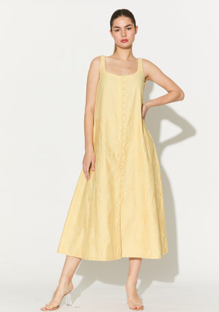 Lemon yellow embroidered dress