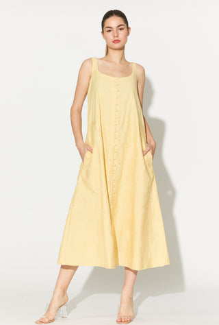 Lemon yellow embroidered dress
