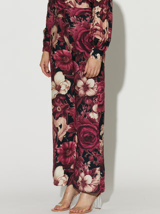 Black pink and white floral bow tie shirt and pant