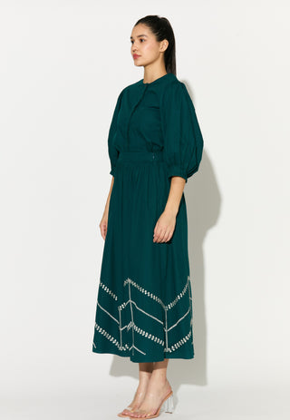 Teal embroidered skirt