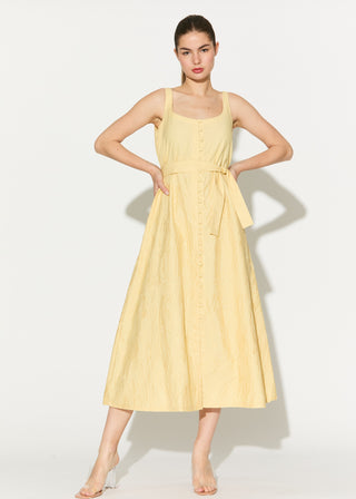 Lemon yellow embroidered dress