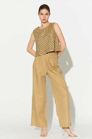 Golden embroidered top and pants
