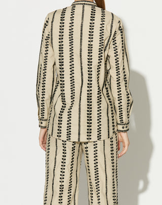Beige embroidered shirt with pant