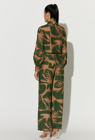 Mint and mustard patterned long shirt and pant