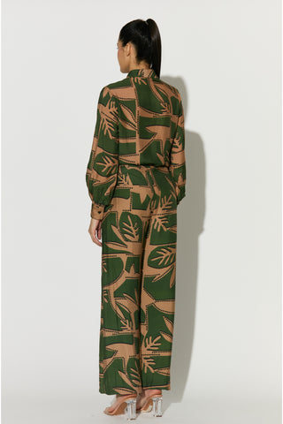 Mint and mustard patterned long shirt and pant