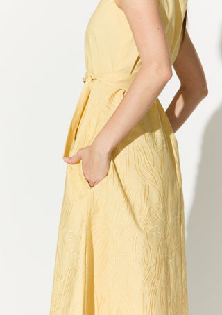 Lemon yellow embroidered dress