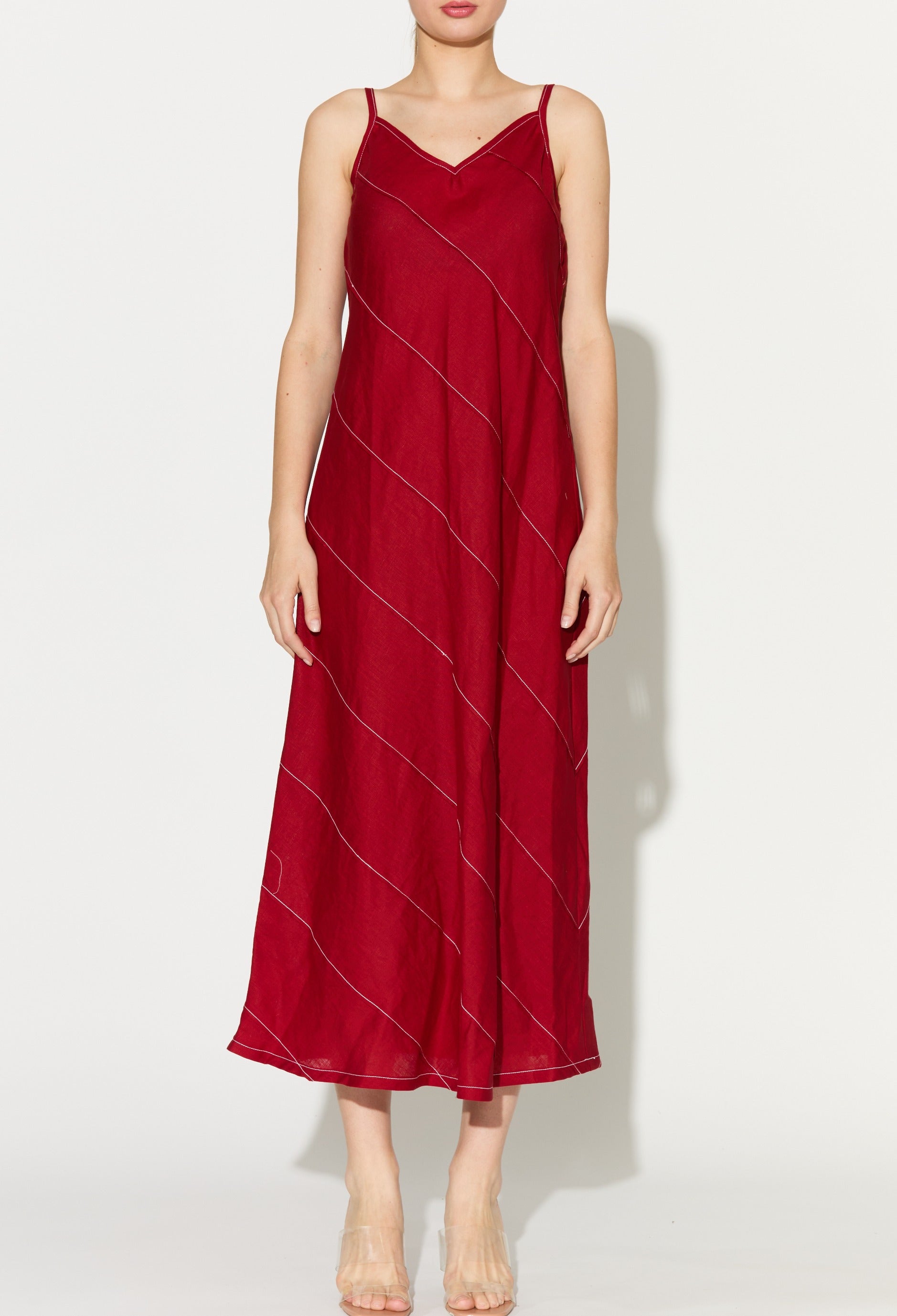 strapless open back dress Red sleeveless long dress