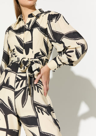 White and black patterned jumpsuit