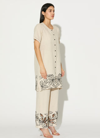 Cream embroidered tunic with pant