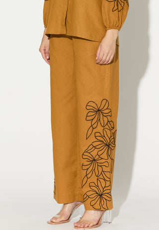 Dark mustard embroidered shirt and pant