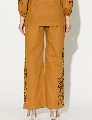 Dark mustard embroidered shirt and pant