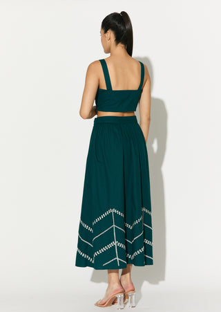 Teal embroidered skirt
