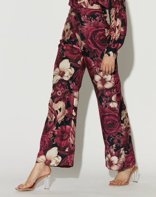 Black pink and white floral bow tie shirt and pant