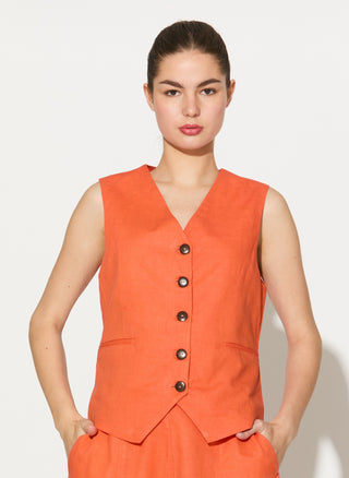 Orange linen waistcoat and skirt
