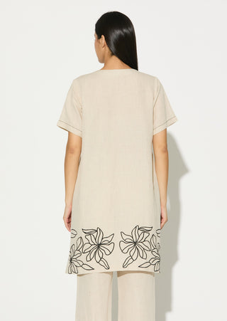 Cream embroidered tunic with pant