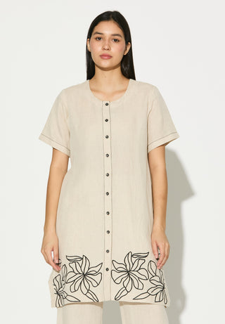 Cream embroidered tunic with pant