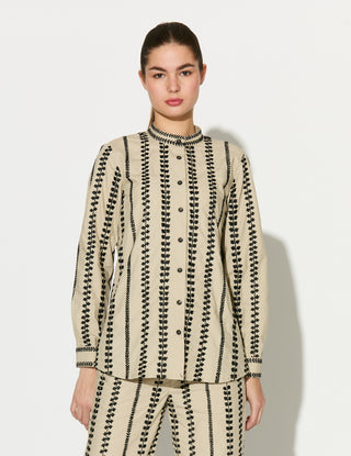 Beige embroidered shirt with pant