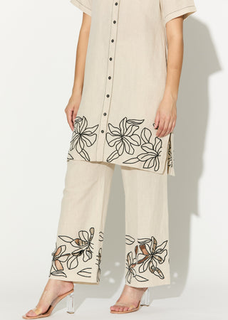 Cream embroidered tunic with pant