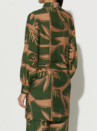 Mint and mustard patterned long shirt and pant