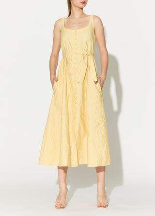 Lemon yellow embroidered dress