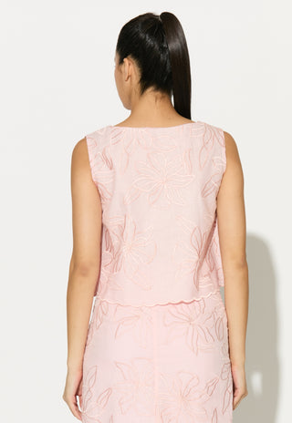 Light pink embroidered linen top and skirt