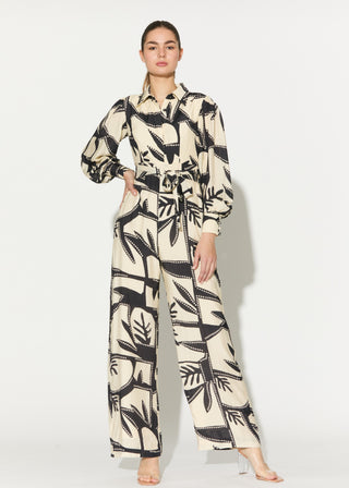 White and black patterned jumpsuit