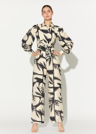 White and black patterned jumpsuit