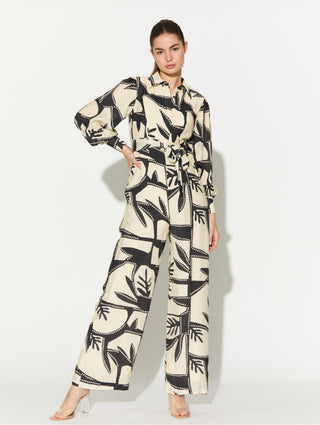 White and black patterned jumpsuit