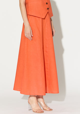 Orange linen waistcoat and skirt