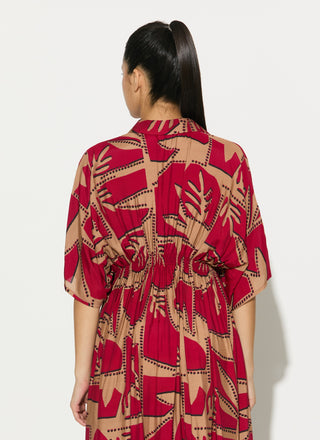 Red and golden patterned dress