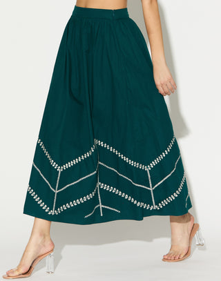 Teal embroidered skirt