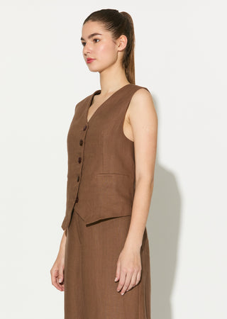 Brown plain waistcoat and pant