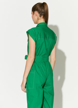 Green plain jumpsuit
