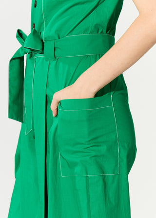Green plain jumpsuit