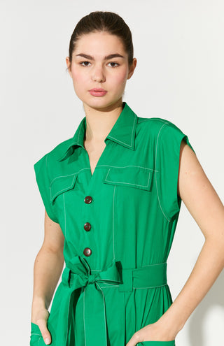 Green plain jumpsuit