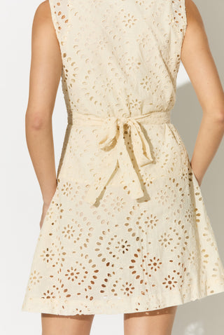Off-white cotton embroidery dress