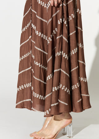 Brown embroidered shirt dress