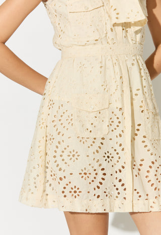 Off-white cotton embroidery dress