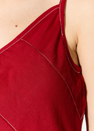 Red sleeveless long dress