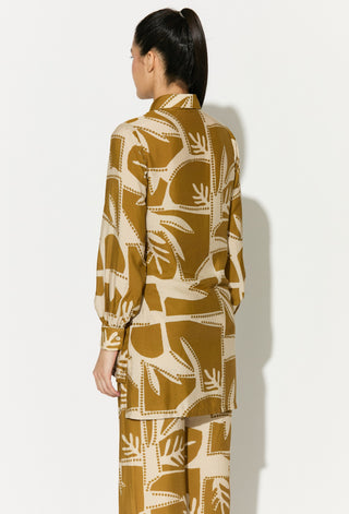 Mustard and off-white patterned shirt and pants