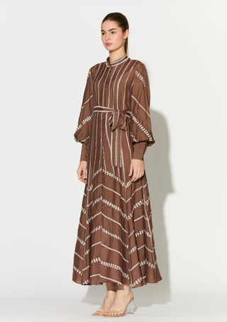 Brown embroidered shirt dress