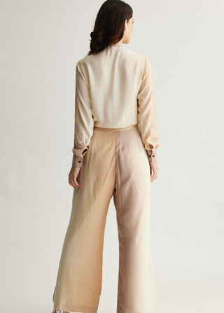 Off-White & Beige Ombre Shirt And Pants by Koai available on Indiaspopup