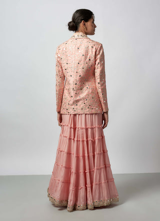 Ikshita Pink Sharara And Blazer by Gopi Vaid available on Indiaspopup