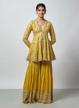 Jhalak Yellow Kurta And Sharara by Gopi Vaid available on Indiaspopup