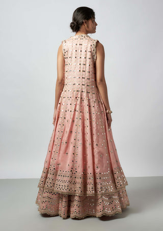 Ravya Pink Lehenga And Cape Set by Gopi Vaid available on Indiaspopup