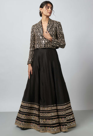 Leya Black Skirt And Blazer by Gopi Vaid available on Indiaspopup