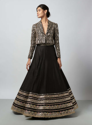 Leya Black Skirt And Blazer by Gopi Vaid available on Indiaspopup