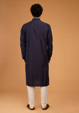 Chatenya Mittal-Navy Blue Kurta And Pant-INDIASPOPUP.COM