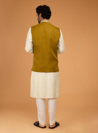 Chatenya Mittal-Mehendi Green Nehru Jacket And Kurta Set-INDIASPOPUP.COM